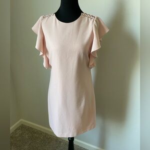 Laundry By Shelli Segal Light Blush Ruffle Sleeve Mini Dress